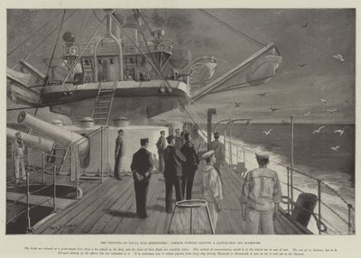 海軍戦争のメッセンジャー、プリマスからバトルシップを去る伝書鳩の訓練 作： Fred T. Jane